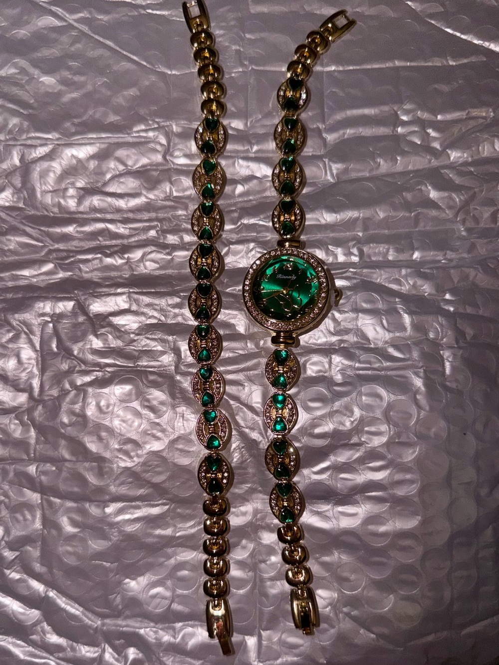 Emerald Crystal Women's Bracelet and Watch set